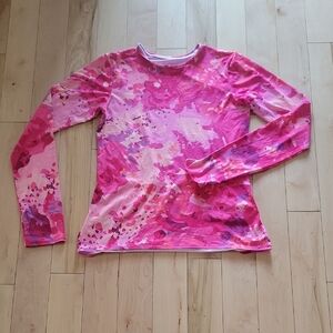 Vibrant Pink Abstract Long Sleeve Women's Top